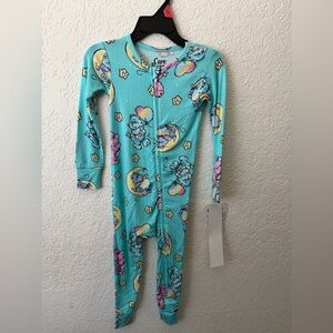 Care Bears Turquoise One-Piece Sleeper Pajamas 2T